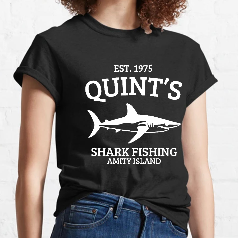 Quint's Shark Fishing Amity Island 1975 Jaws y T-Shirt