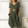Loose-Fit Casual Women's Dress with Pockets, Soft Breathable Fabric, Plus Size Available, Ideal for Everyday Summer Wear