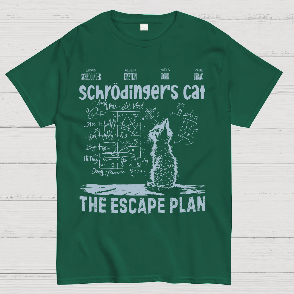 Schrodinger's Cat Escape Plan Interesting Physics Science  T-Shirt