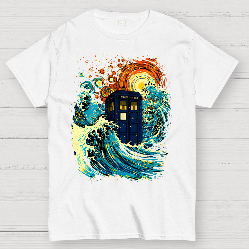 Great Kanagawa Wave And The Tardis  T-Shirt
