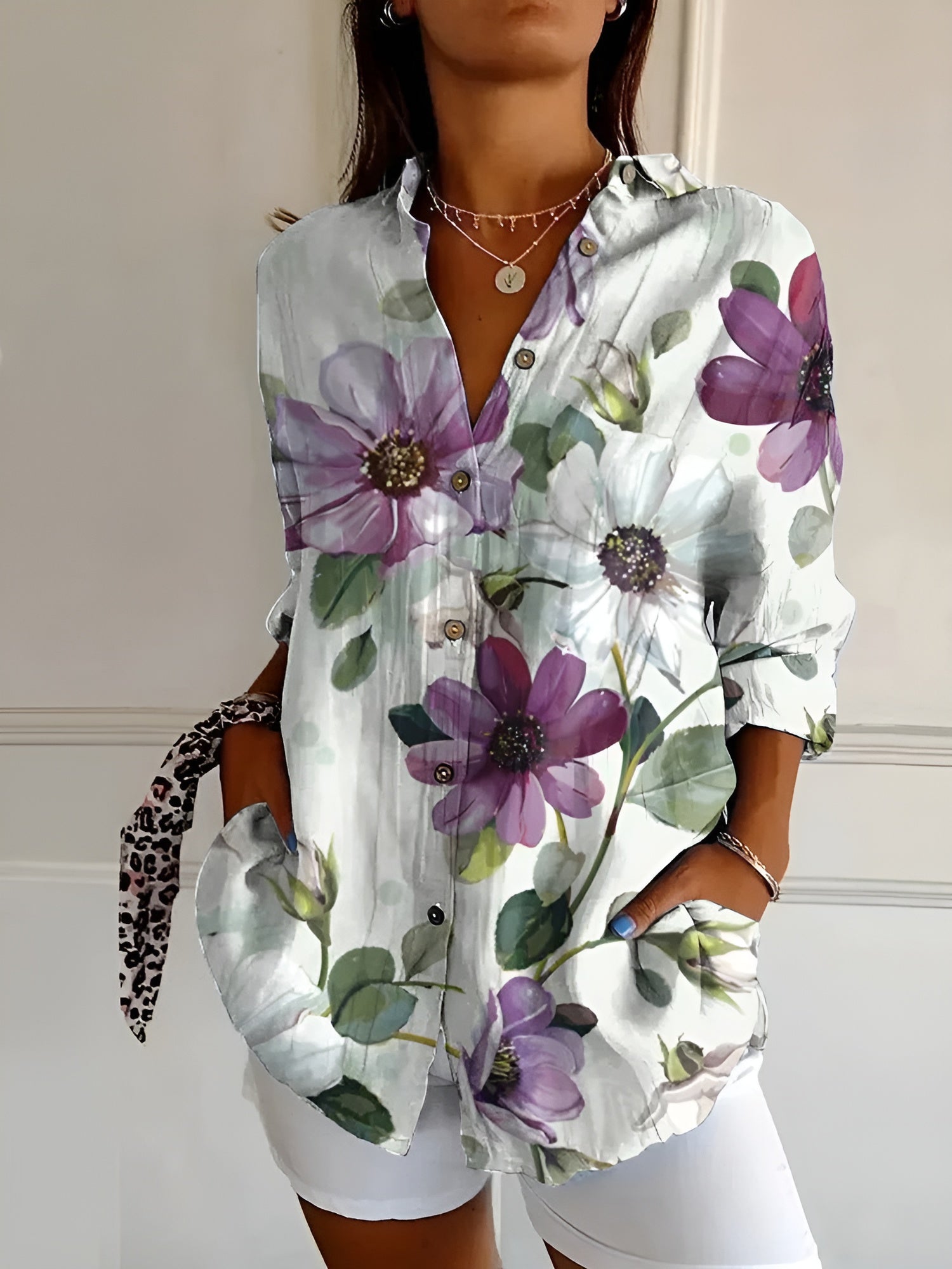 Floral Breeze Women's Blouse - Lightweight, Breathable Plus Size Tops in S-5XL for Casual or Professional Style