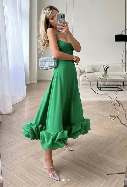 Elegant Floral Maxi Dress with Ruffles, Sleeveless A-Line Long Dress for Women, Summer Party Style