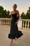 Elegant Floral Maxi Dress with Ruffles, Sleeveless A-Line Long Dress for Women, Summer Party Style