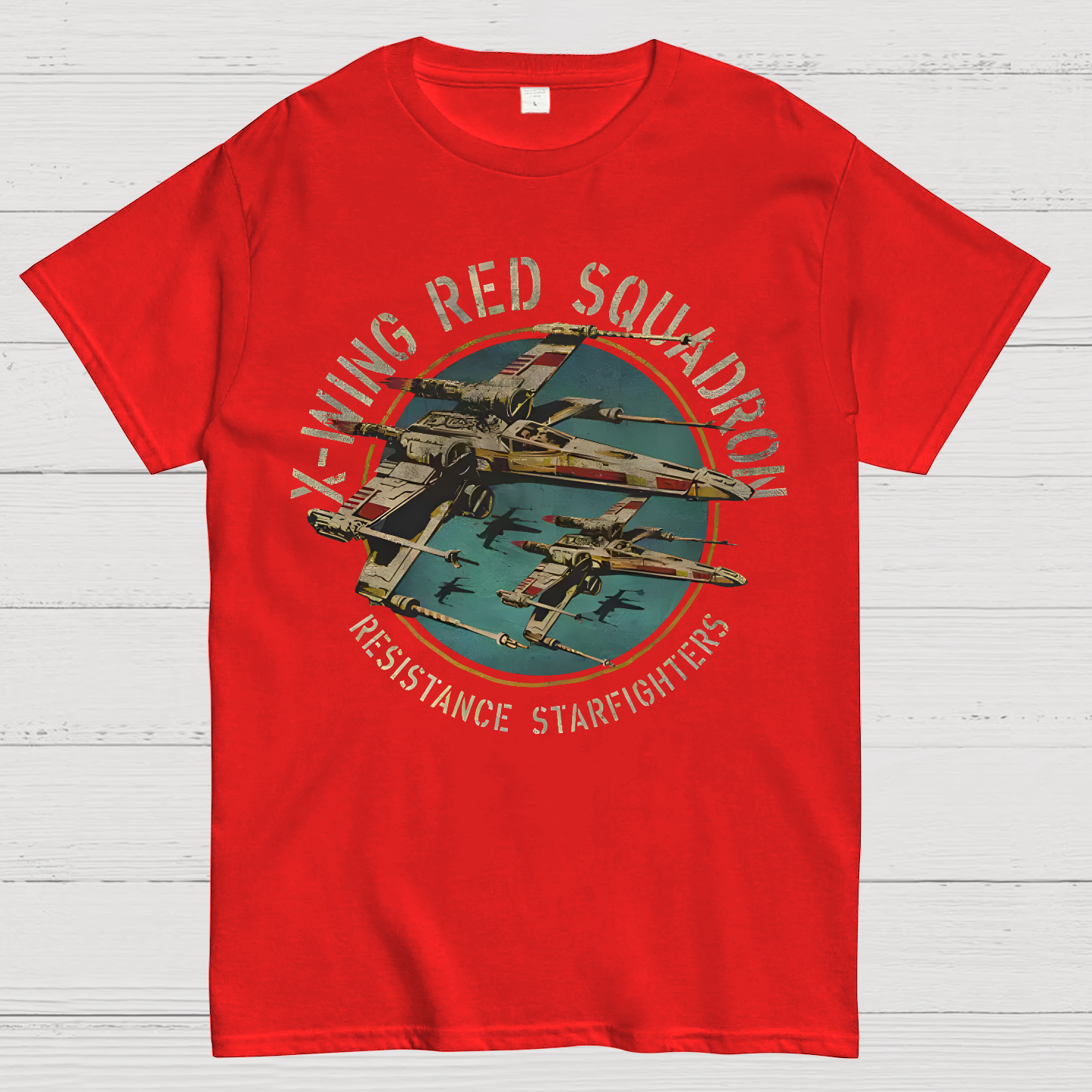 Star Battles X-Wing Squadron Faded Portrait  T-Shirt
