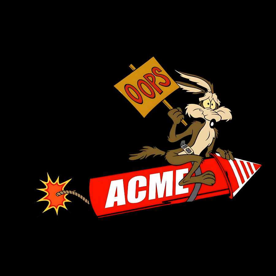 Acme Road Runner Wile E. Coyote Funny Oops Rocket  T-Shirt