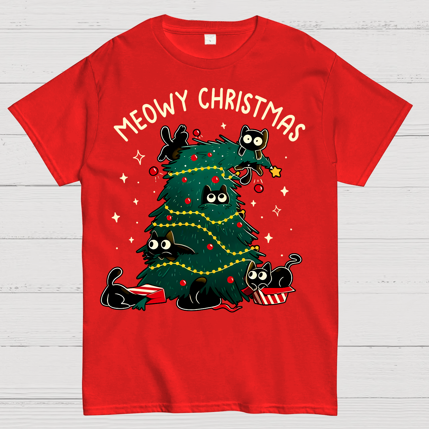 Meowy Christmas Funny Cats  T-Shirt