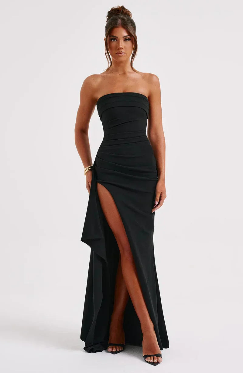 Off-Shoulder Twisted Maxi Dress for Women, Elegant Long Dress with Flattering Silhouette, Versatile Evening Wear