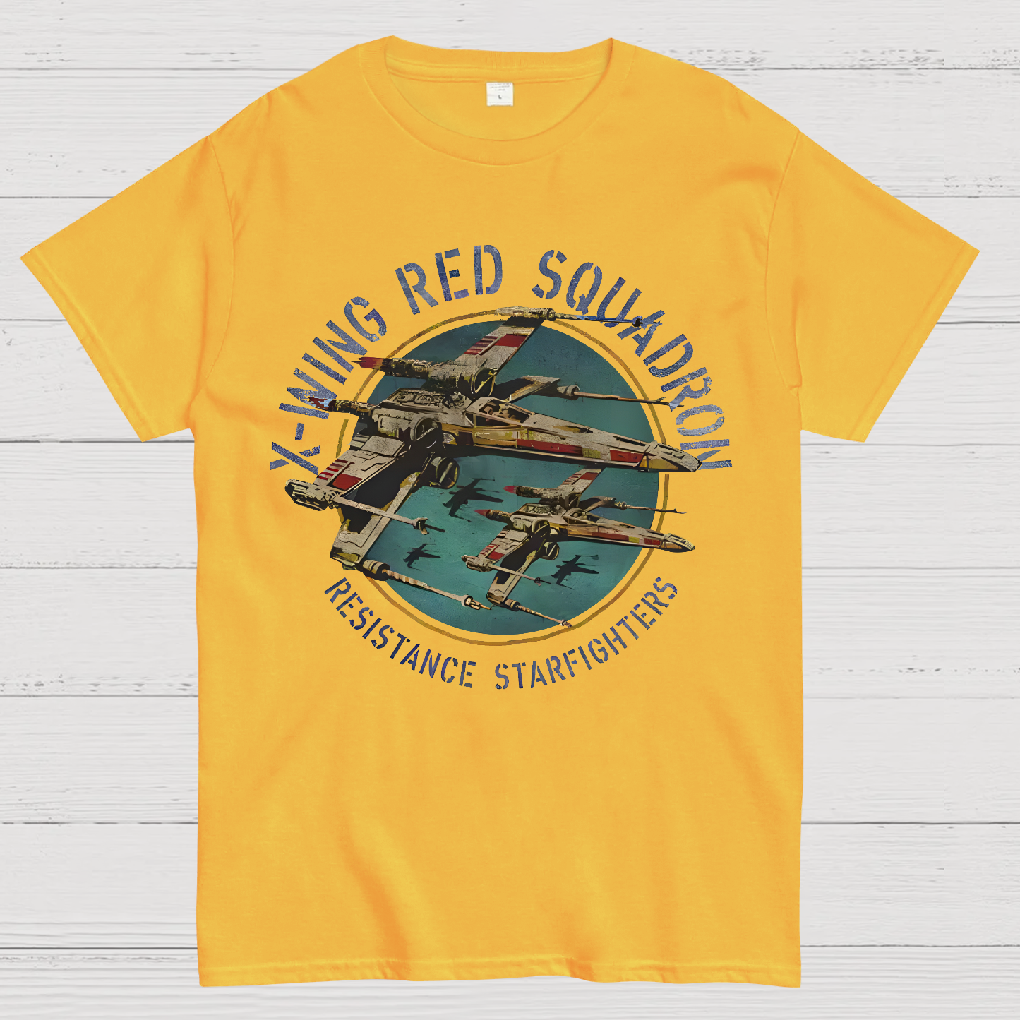 Star Battles X-Wing Squadron Faded Portrait  T-Shirt